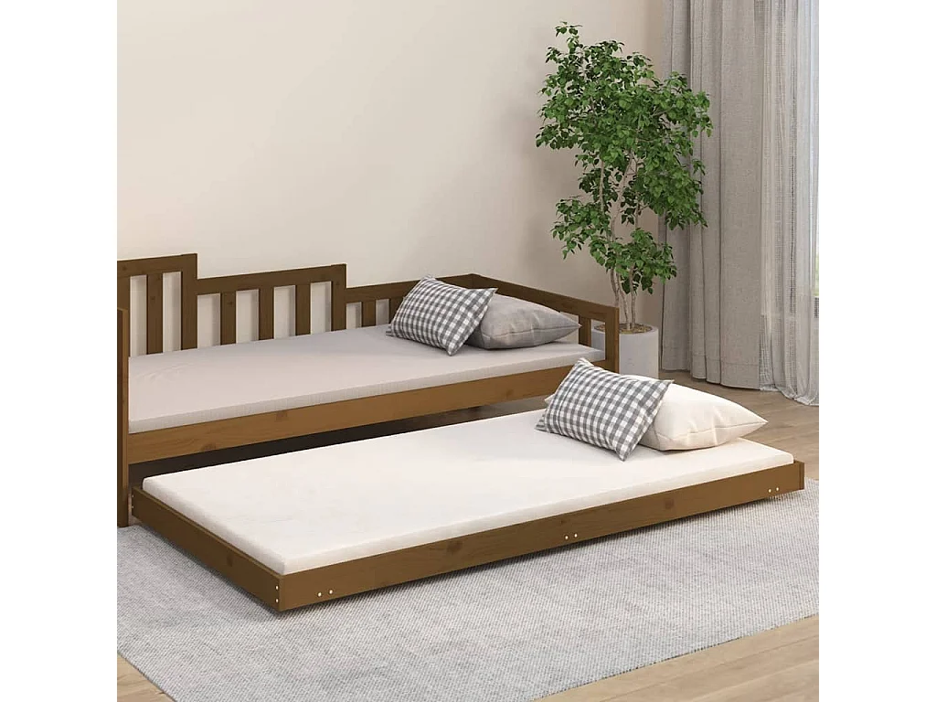 Bedframe massief grenenhout honingbruin 100x200 cm NL85415