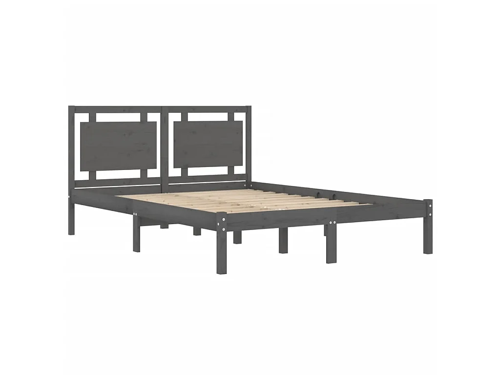 Lit-200x200 cm Gris Bois massif EGGB12379