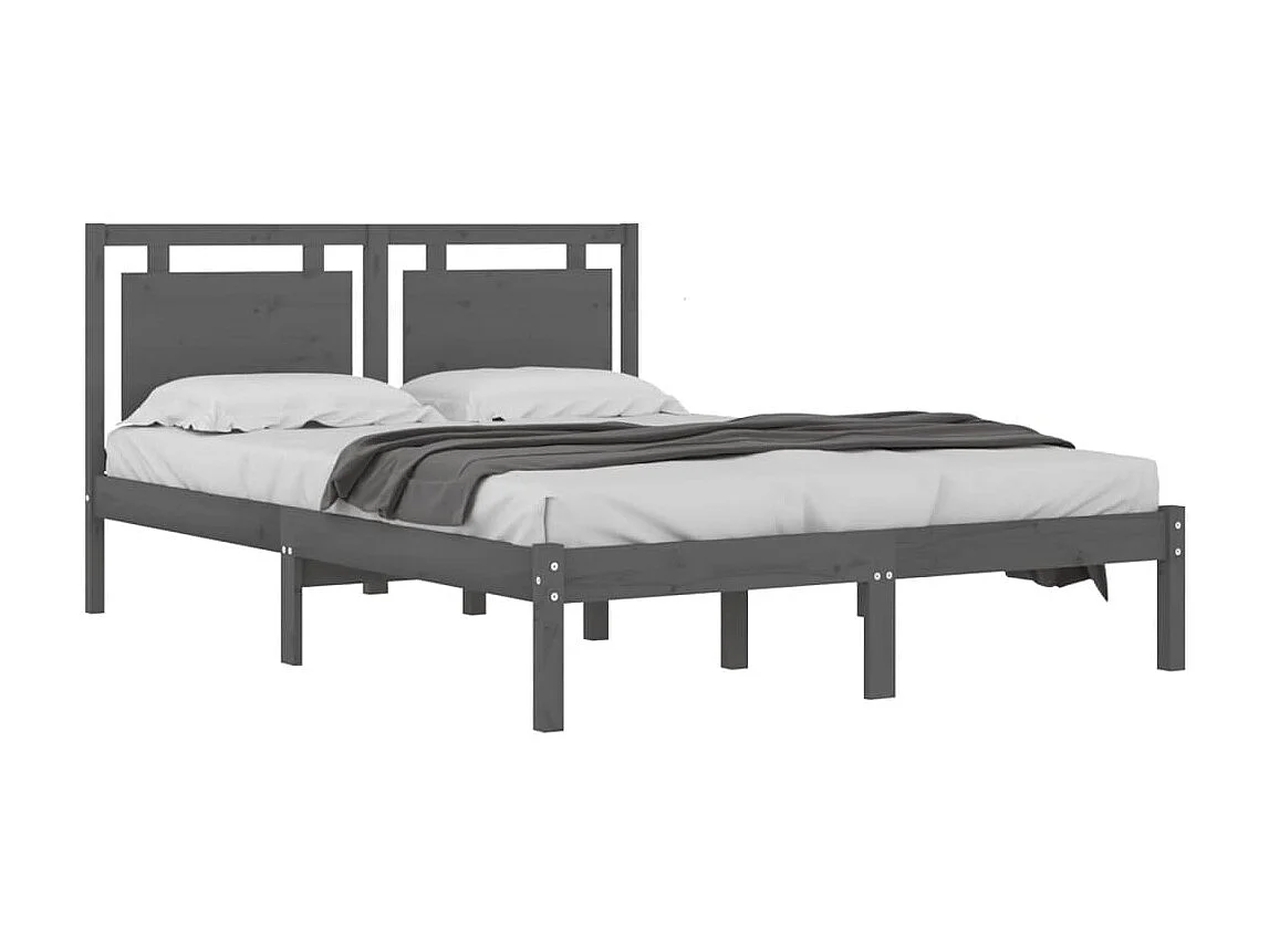 Lit-200x200 cm Gris Bois massif EGGB12379