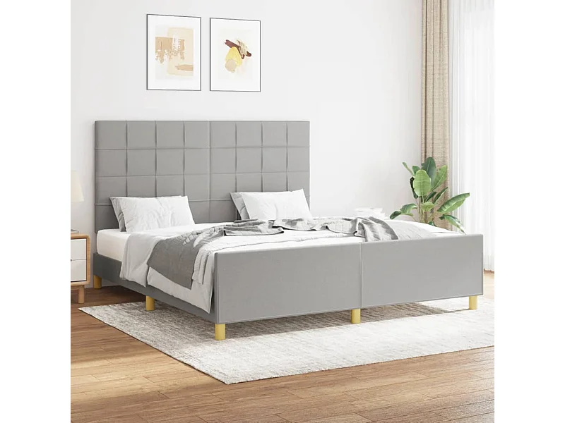 Cama 160x200 cm con cabecero tela gris claro ES96179