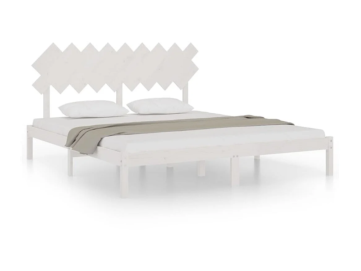 Cama super king 180x200 cm branco madeira maciça PT837105