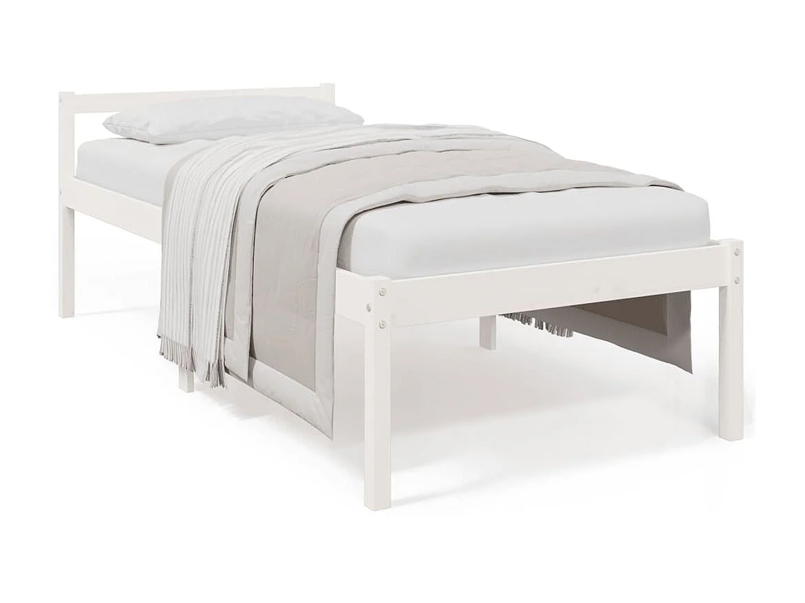 Lit-90x200 cm pour personne âgée blanc bois de pin massif EGGB88197