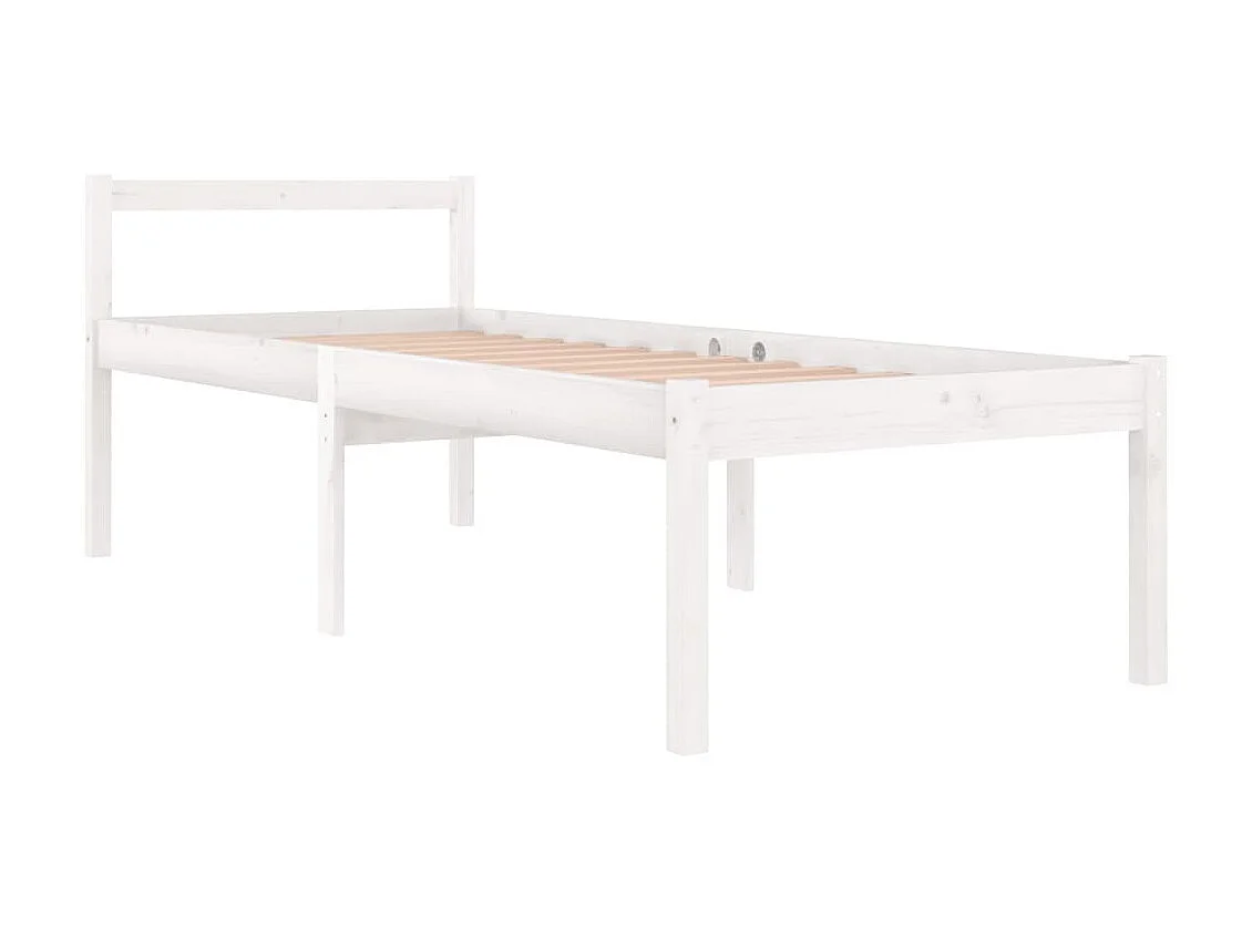 Lit-90x200 cm pour personne âgée blanc bois de pin massif EGGB88197