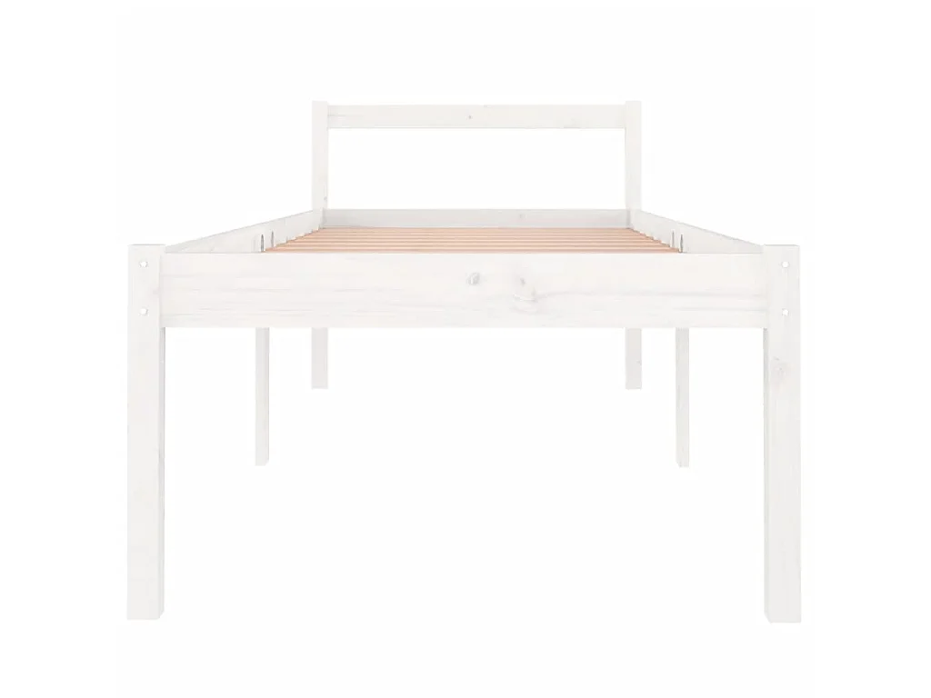 Lit-90x200 cm pour personne âgée blanc bois de pin massif EGGB88197