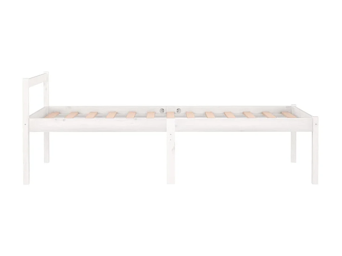 Lit-90x200 cm pour personne âgée blanc bois de pin massif EGGB88197