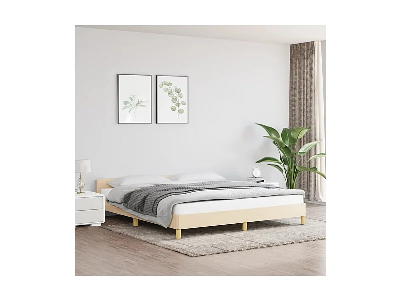 Lit-160x200 cm avec tête de lit Crème Tissu EGGB96443
