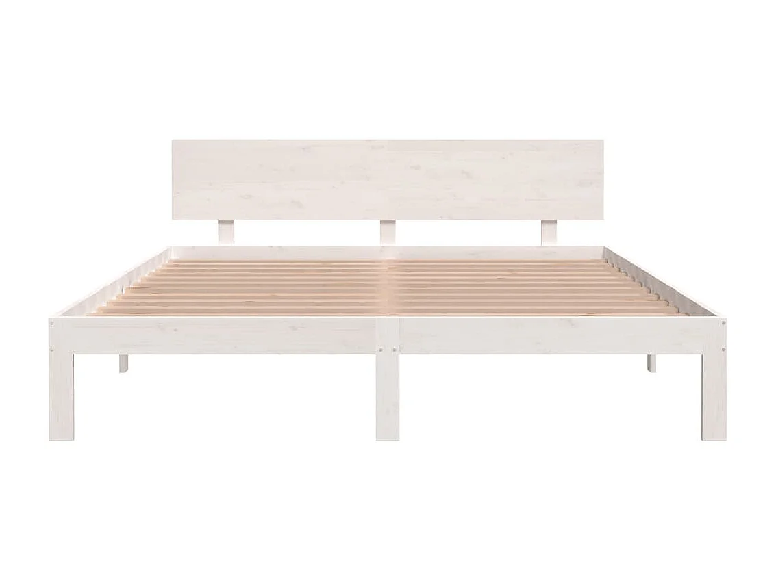 Lit-160x200 cm Blanc Bois de pin massif EGGB65414