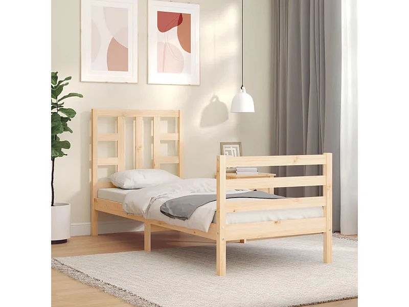 Cama 75x190 cm individual con cabecero madera maciza ES46470