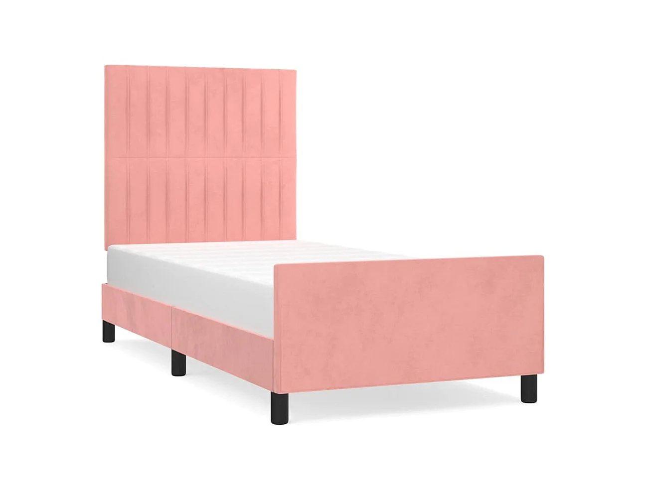 Bedframe met hoofdeinde fluweel roze 90x200 cm NL22992