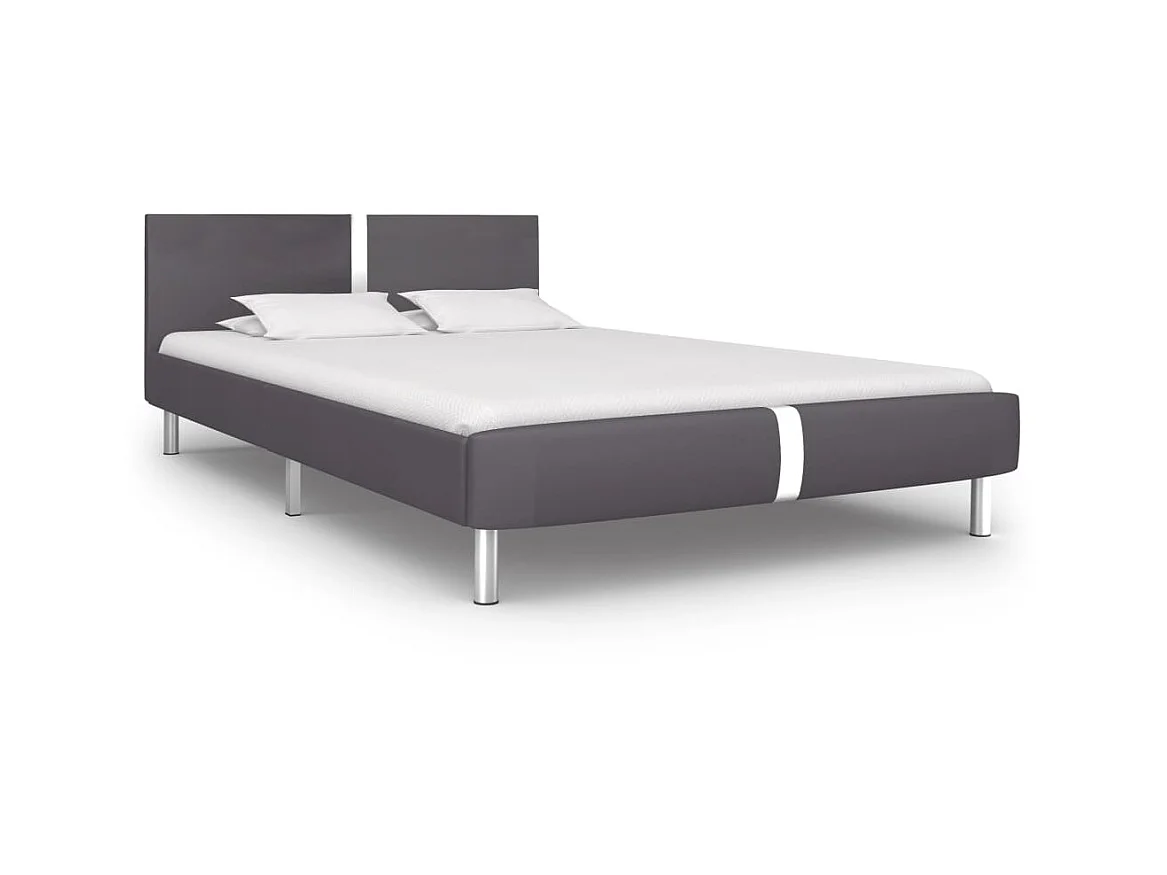 Lit-140x200 cm Gris Similicuir EGGB81325
