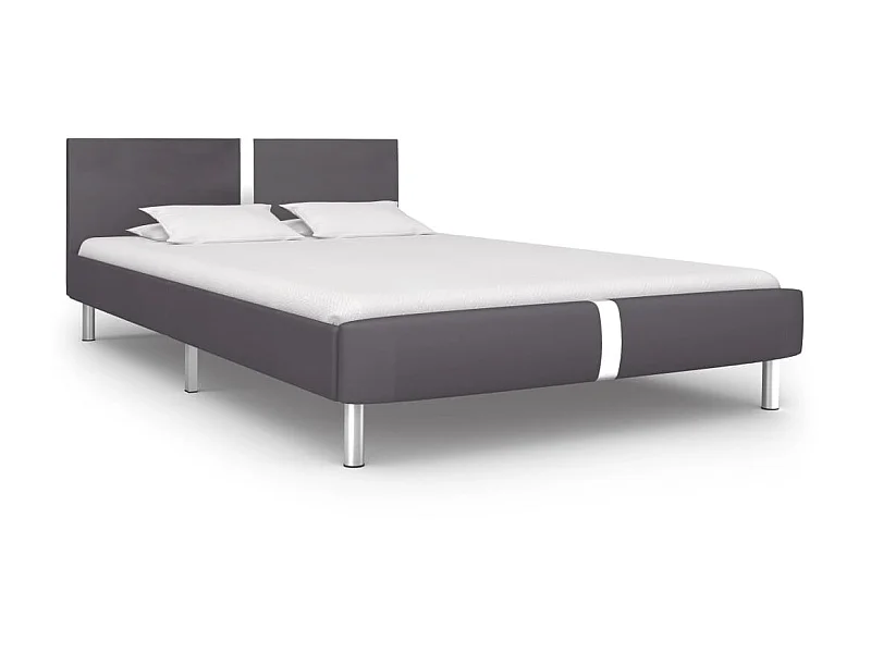 Cama 140x200 cm de cuero sintético gris ES52935