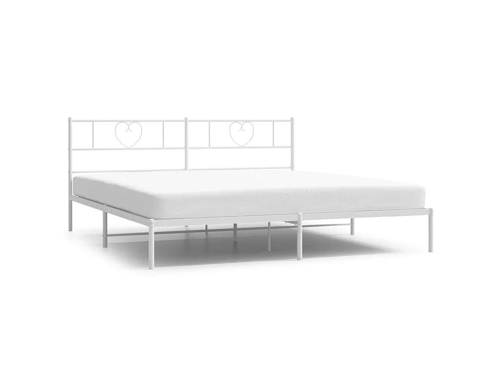 Cama 180x210 cm de metal con cabecero blanco ES37592