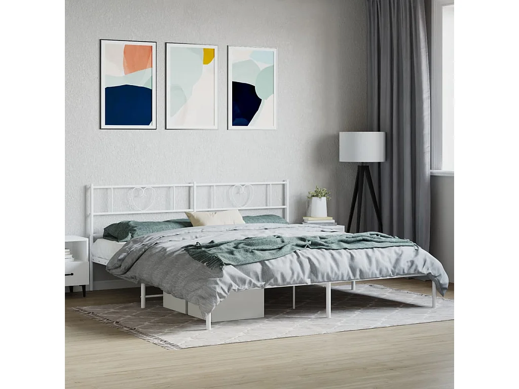 Bedframe met hoofdbord metaal wit 183x213 cm NL76729