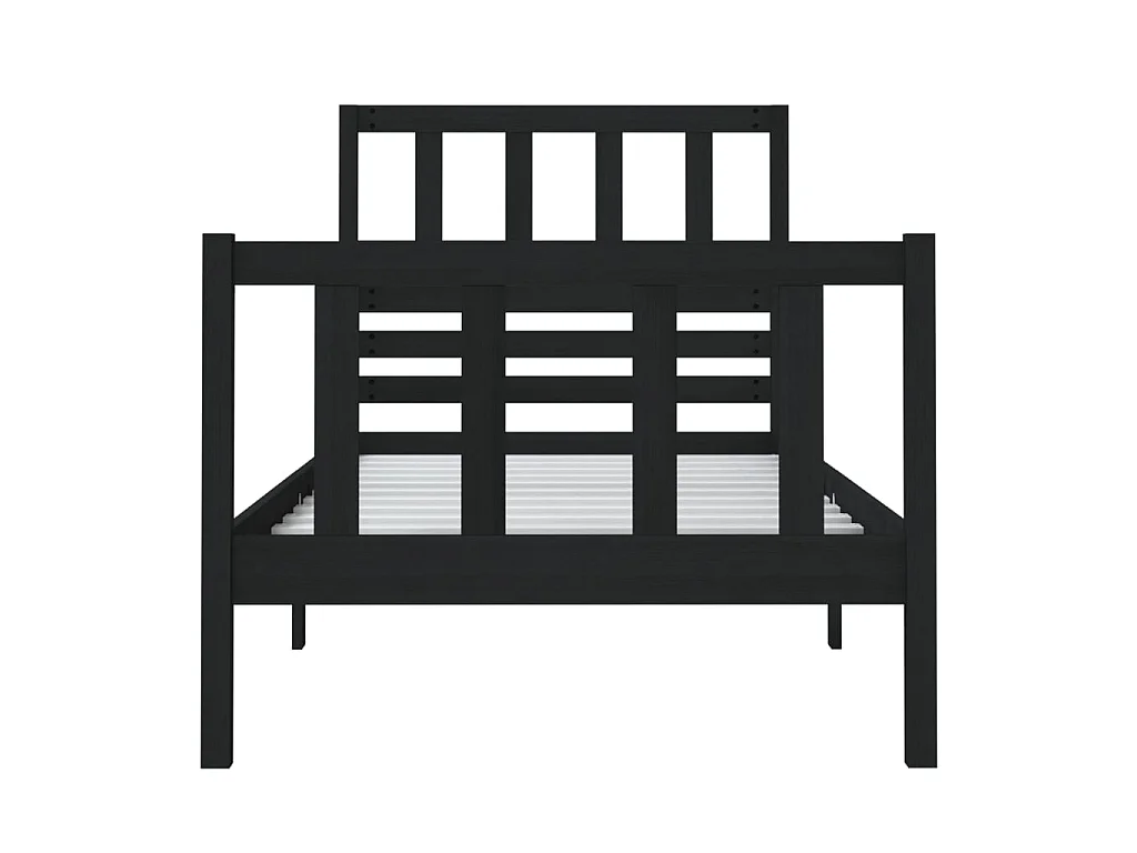 Cama 75x190 cm madera maciza individual negro ES63870