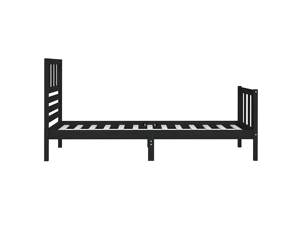 Lit-75x190 cm Noir Bois massif Petit simple EGGB49198