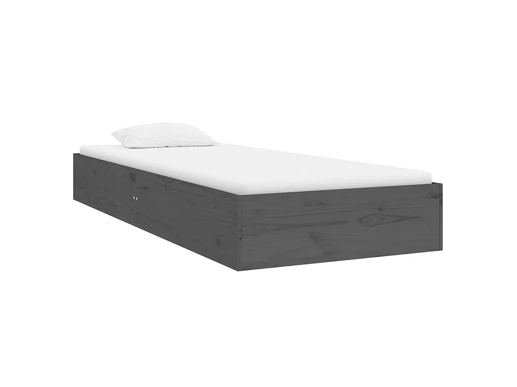 Cama pequena solteiro 75x190 cm madeira maciça cinza PT549460