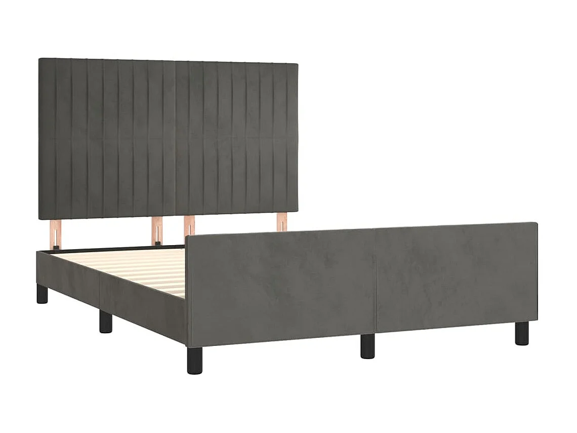 Lit-140x190 cm avec tête de lit Gris foncé Velours EGGB68211
