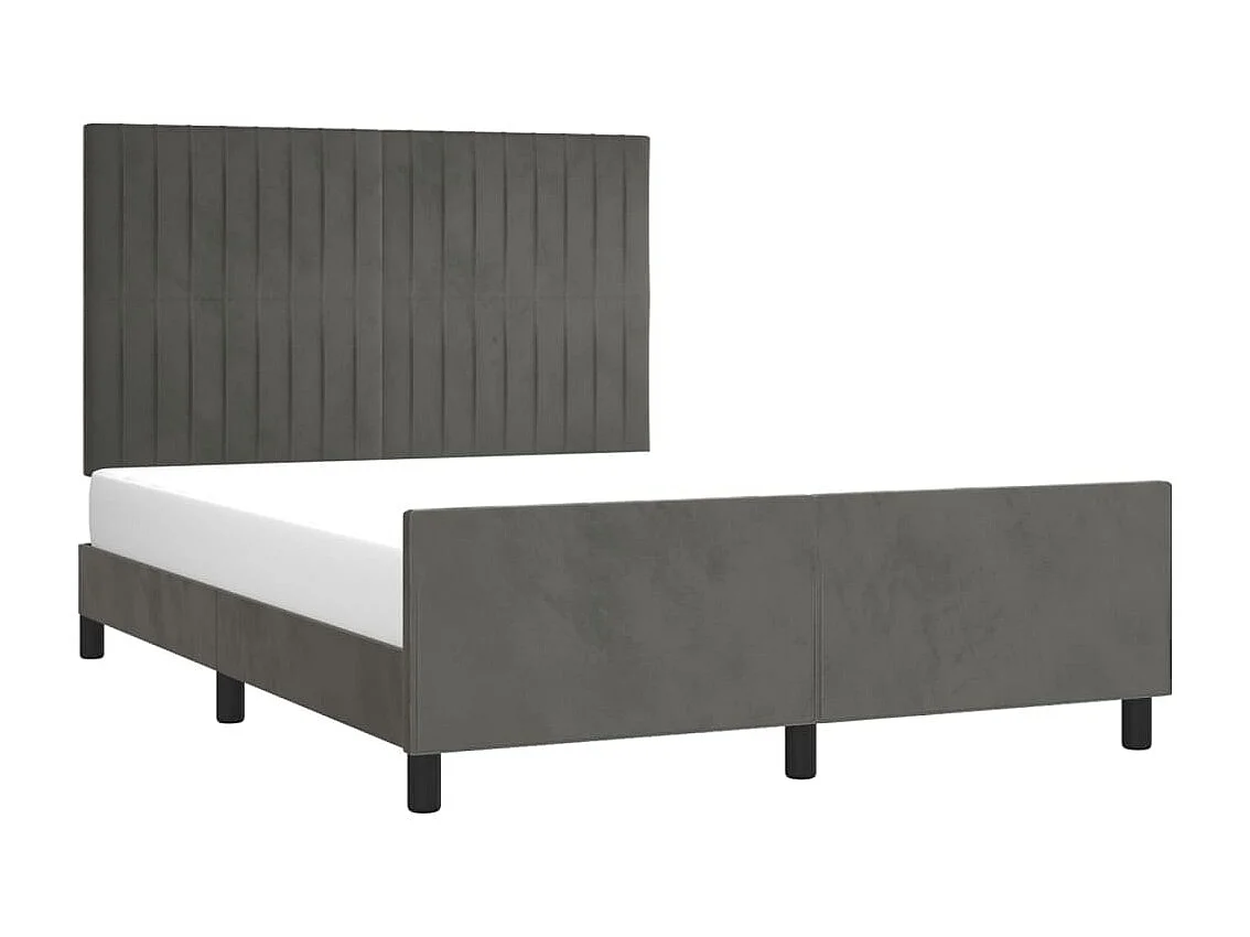 Lit-140x190 cm avec tête de lit Gris foncé Velours EGGB68211