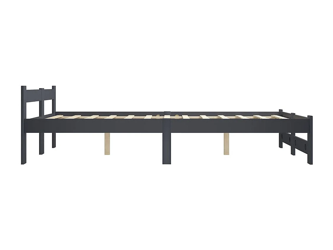 Lit-120x200 cm Gris foncéé Bois de pin massif EGGB51405