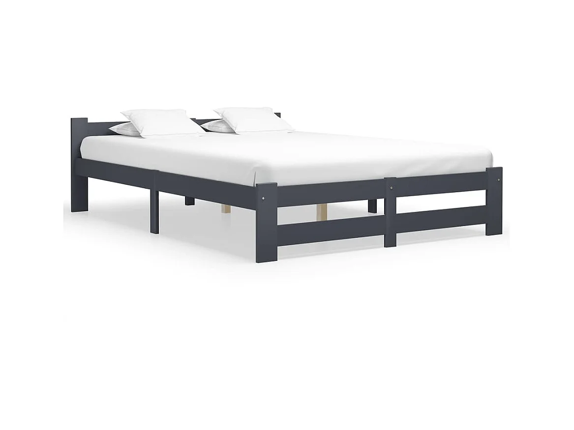Lit-120x200 cm Gris foncéé Bois de pin massif EGGB51405