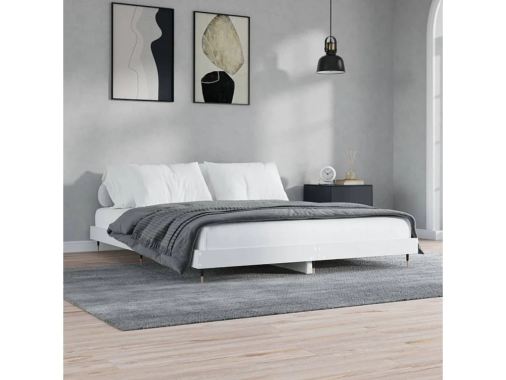 Cama 120x200 cm derivados de madeira branco PT593623