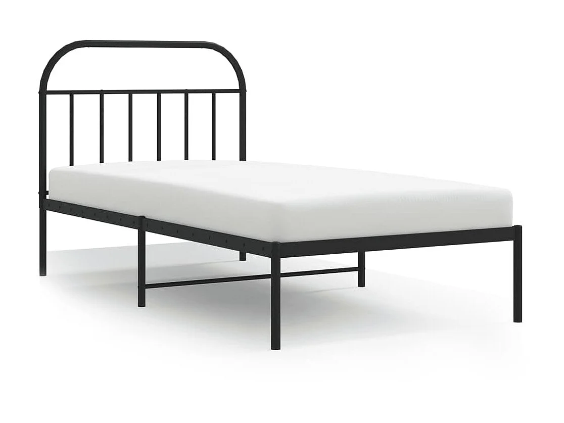 Lit-100x190 cm métal avec tête de lit noir EGGB29764