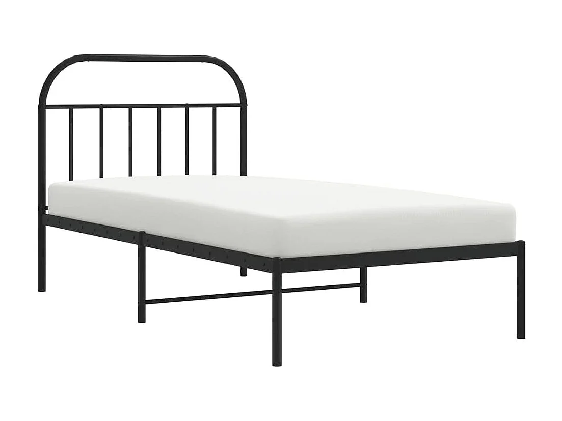 Lit-100x190 cm métal avec tête de lit noir EGGB29764