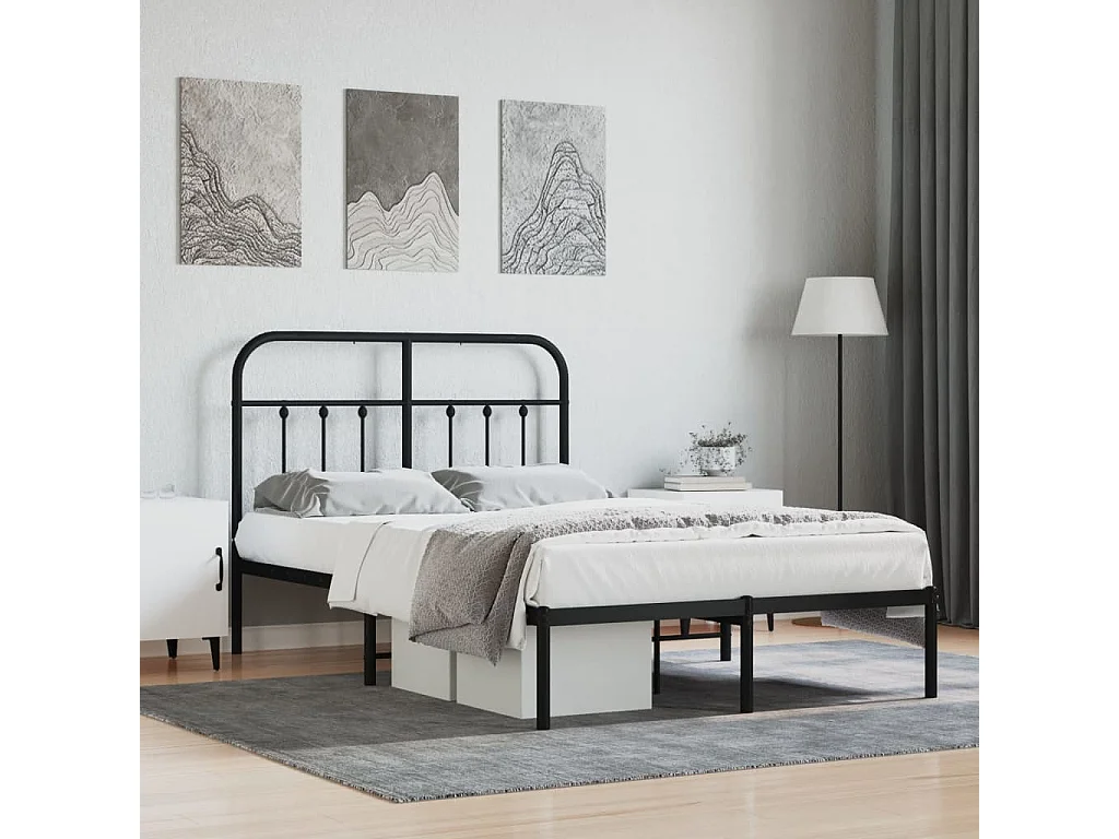 Cama com cabeceira 120x190 cm metal preto PT837866