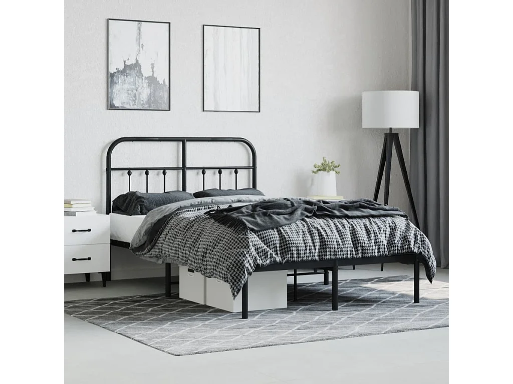 Cama com cabeceira 120x190 cm metal preto PT837866