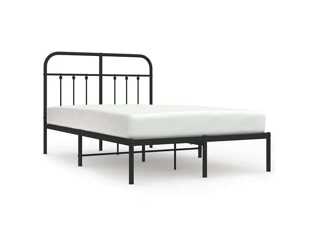 Bedframe met hoofdbord metaal zwart 120x190 cm NL57482