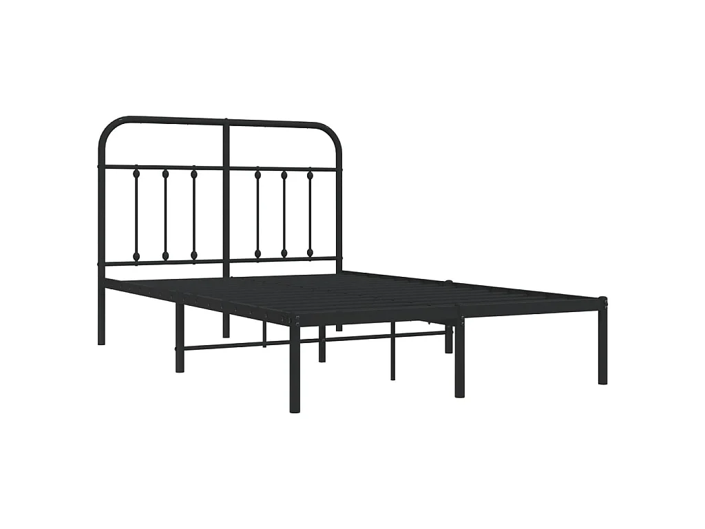 Bedframe met hoofdbord metaal zwart 120x190 cm NL57482