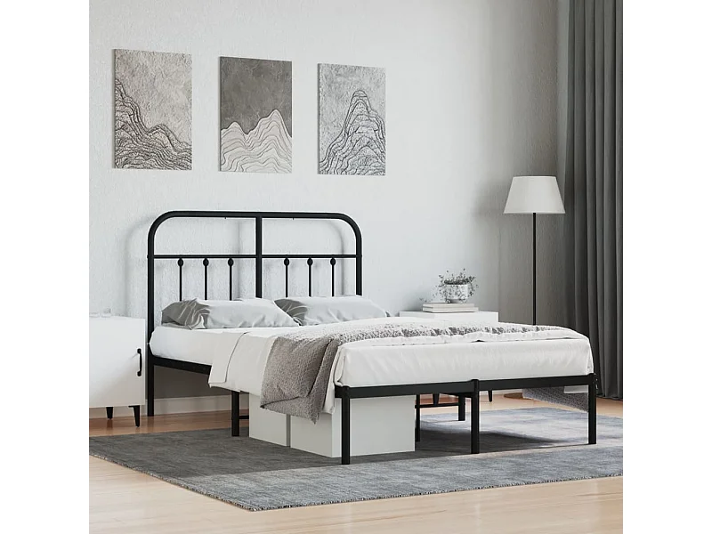 Bedframe met hoofdbord metaal zwart 120x190 cm NL57482
