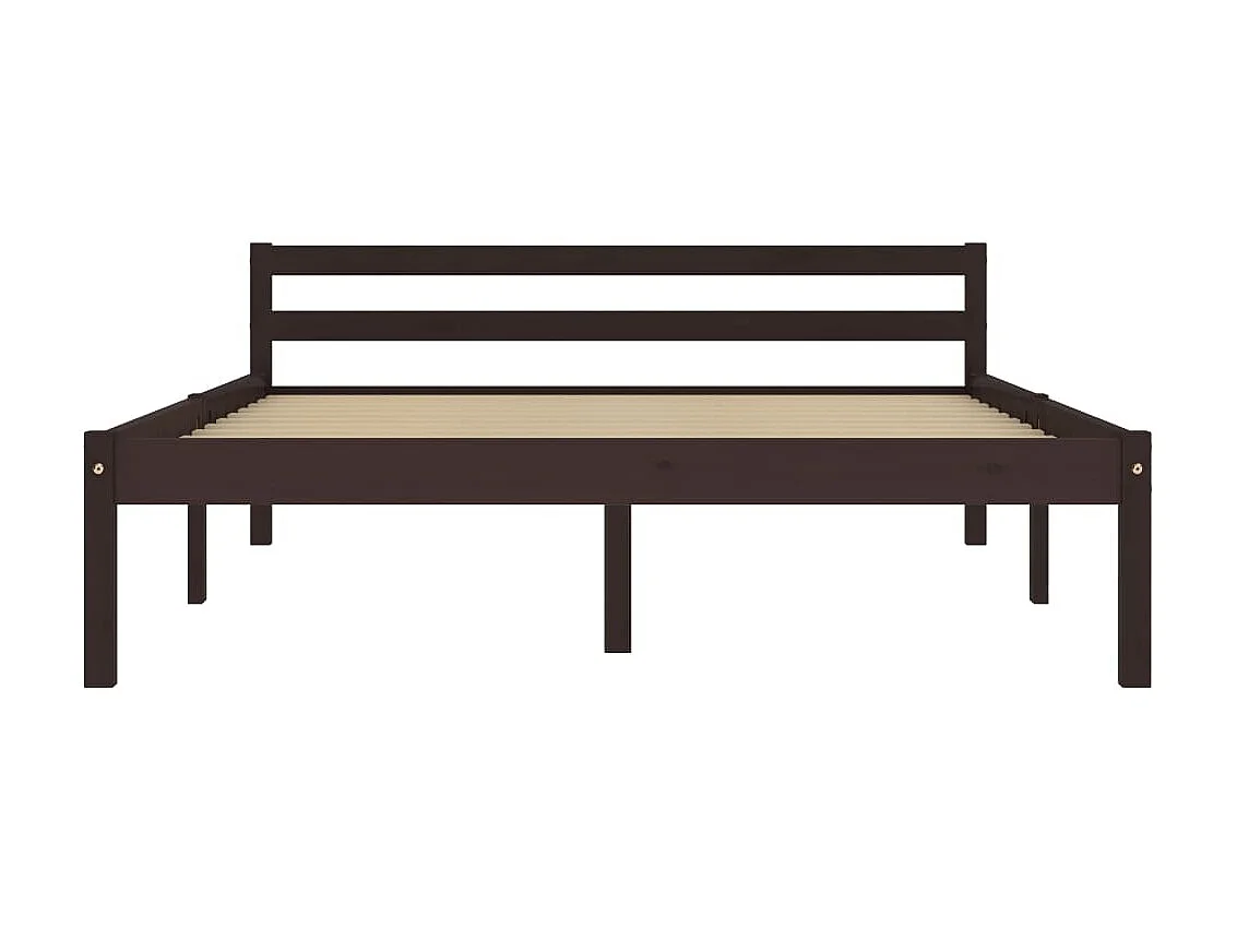 Lit-140x200 cm Marron foncéé Bois de pin massif EGGB56208