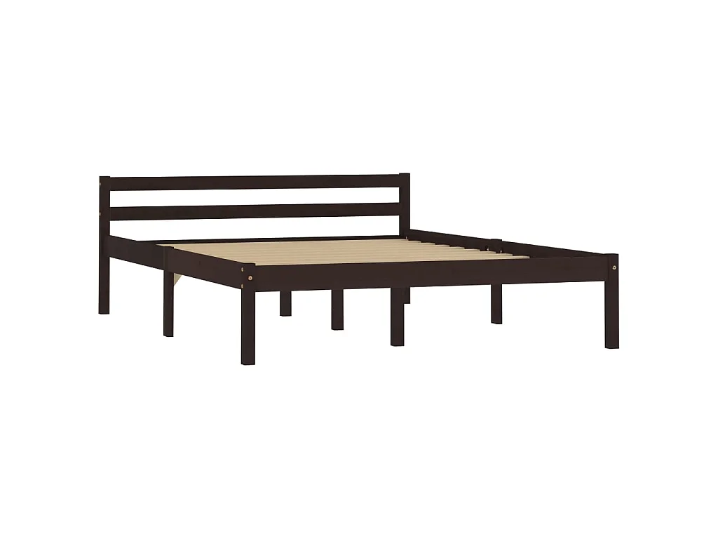 Bedframe massief grenenhout donkerbruin 140x200 cm NL38919