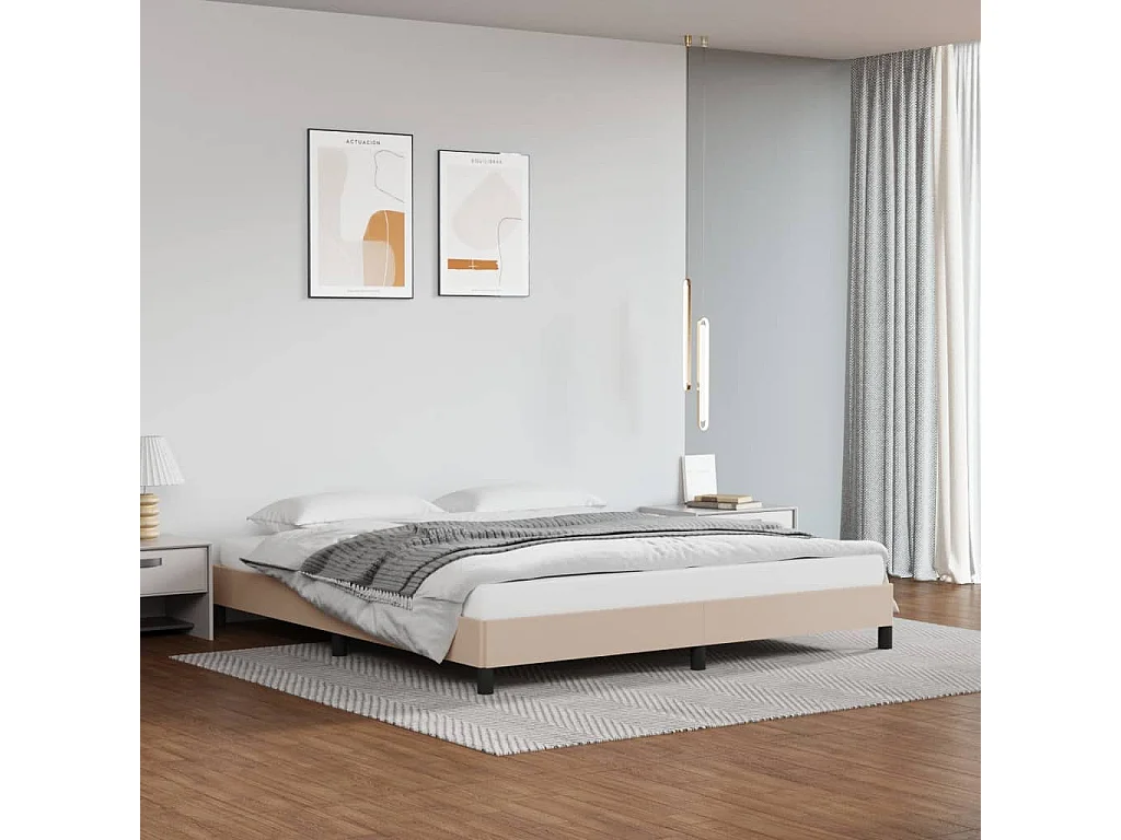 Lit-160x200 cm Cappuccino Similicuir EGGB84192