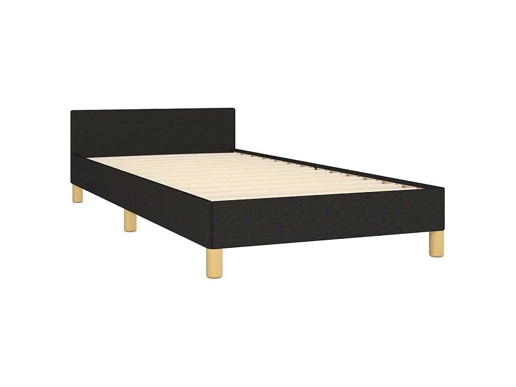 Cama 100x200 cm con cabecero de tela negro ES65373