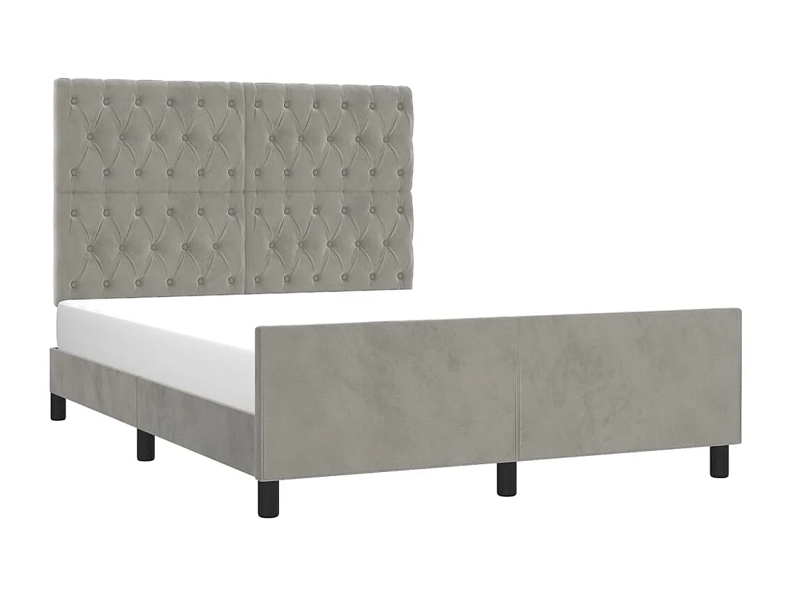 Cama 140x200 cm con cabecero terciopelo gris claro ES37052