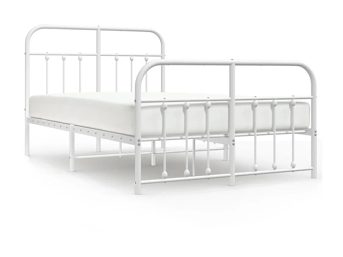 Cama com cabeceira e pés 120x190 cm metal branco PT485013