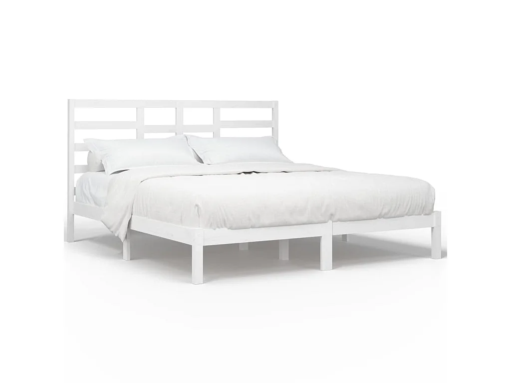 Cama 200x200 cm madeira maciça branco PT239716