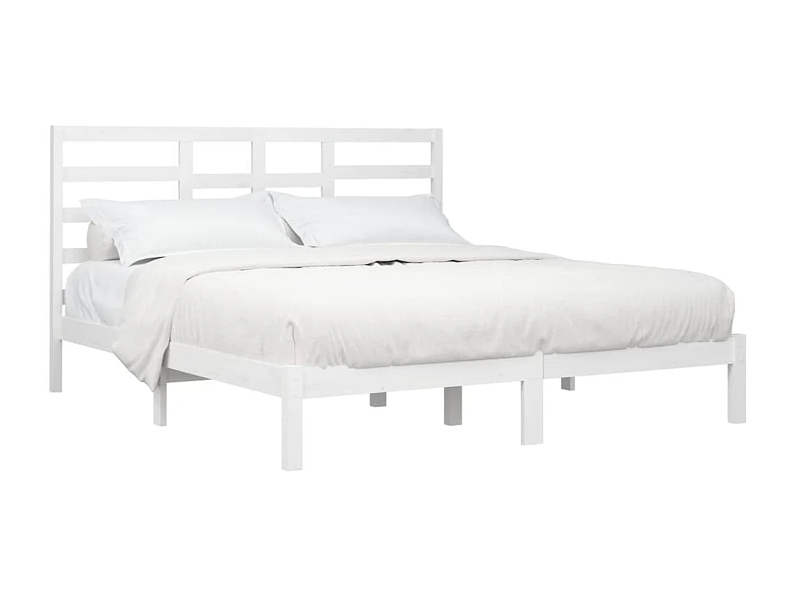 Cama 200x200 cm madeira maciça branco PT239716