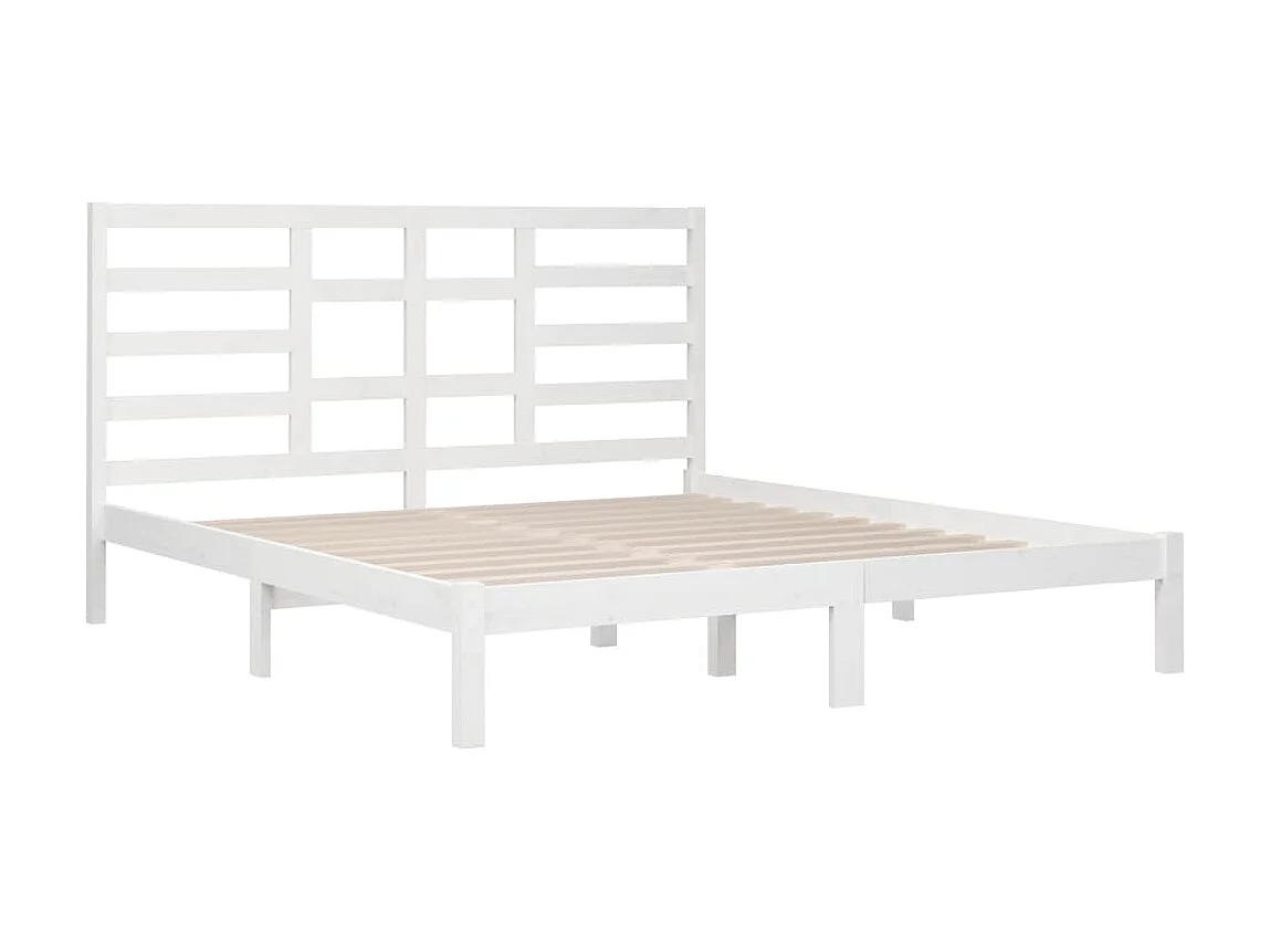 Cama 200x200 cm madeira maciça branco PT239716