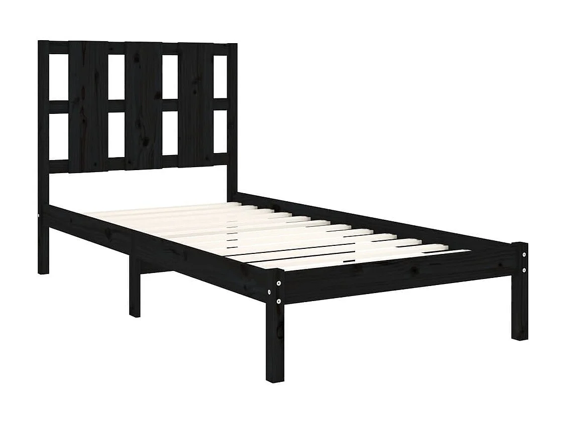 Cama pequena solteiro 75x190 cm madeira maciça preto PT182261