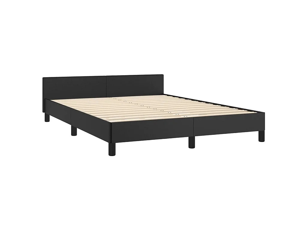 Lit-140x190 cm avec tête de lit Noir Similicuir EGGB83586