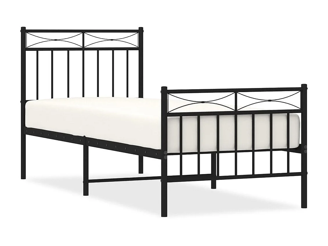 Cama com cabeceira e pés 75x190 cm metal preto PT910519