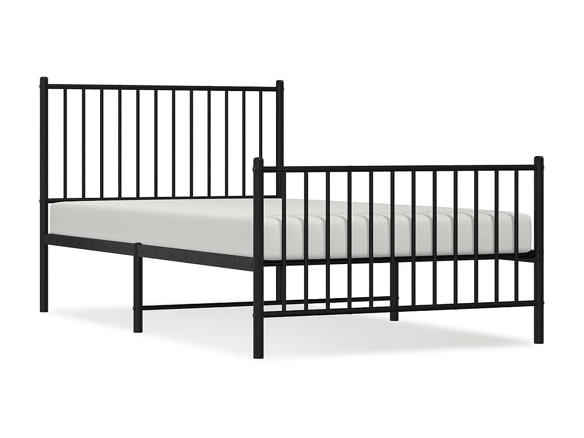 Lit-100x190 cm métal avec tête de lit/pied de lit noir EGGB64058