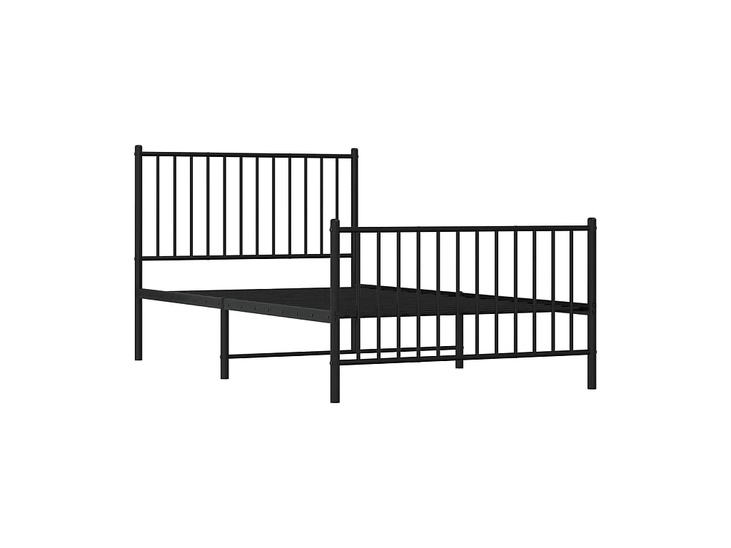 Lit-100x190 cm métal avec tête de lit/pied de lit noir EGGB64058