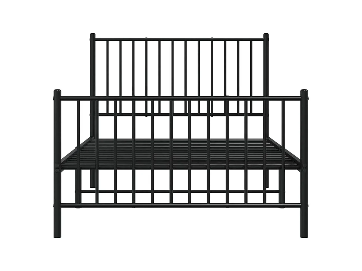 Lit-100x190 cm métal avec tête de lit/pied de lit noir EGGB64058