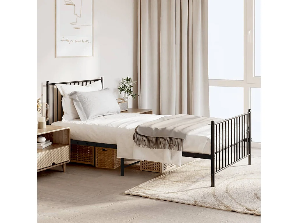 Bedframe met hoofd- en voeteneinde metaal zwart 100x190 cm NL89872