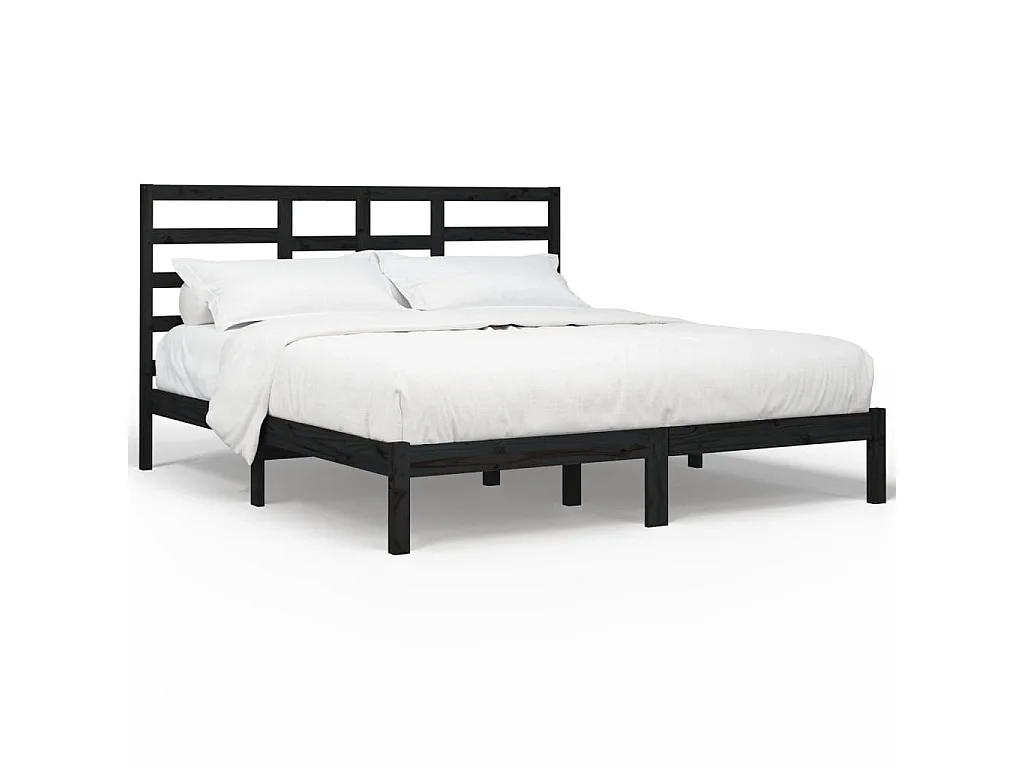 Bedframe massief hout zwart 200x200 cm NL39565