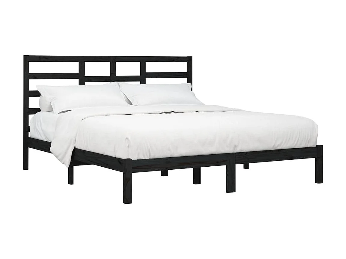 Bedframe massief hout zwart 200x200 cm NL39565